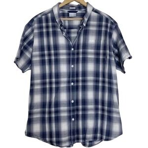 Columbia Short Sleeve Button Shirt Men's XL Blue Plaid EUC Outdoors Regular Fit